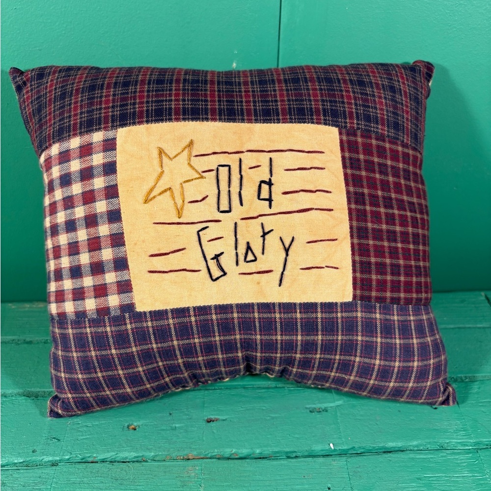 Cozy Red and Cream Holiday Pillow with Plaid Design